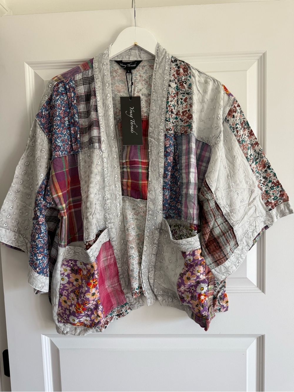Young Threads Patchwork Kimono Cardigan NWT Size Large Boho Cottagecore